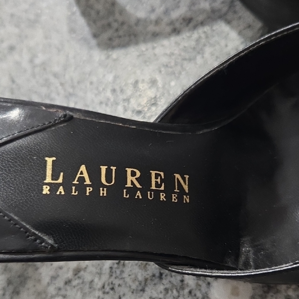 Lauren Ralph Lauren Women's 5.5 Black Suede & Leather Kitten Heel Mules - Picture 3 of 16